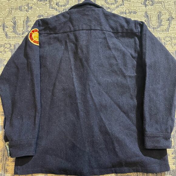 VTG 70's Sears Navy Button Up Americana Firefighter Patch SZ L - Picture 8 of 8